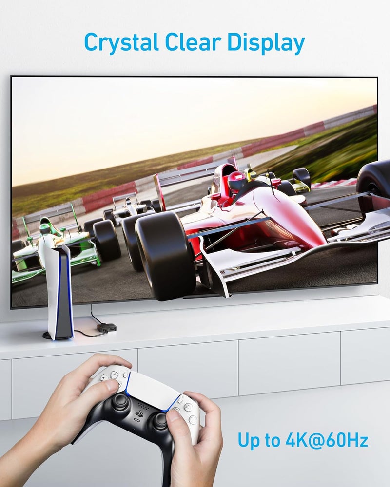 Anker HDMI Switch, 4K@60Hz HDMI Switcher, 2 in 1 Out with Smooth Finish, Supports HDR, 3D, Dolby, Compatible with Laptops, PC, Xbox Series, PS5 / PS4, Projector, and More - Image 4